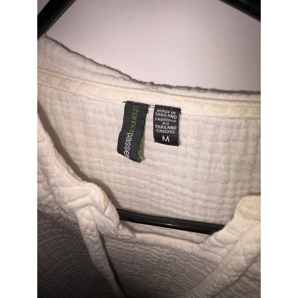 Shannon Passero 100% Cotton Gauze Hoodie Texture Beach Cover Up Top White - Picture 8 of 8
